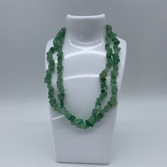 2Piece Green Aventurine Natural Stone Necklace - Picture 4 of 8